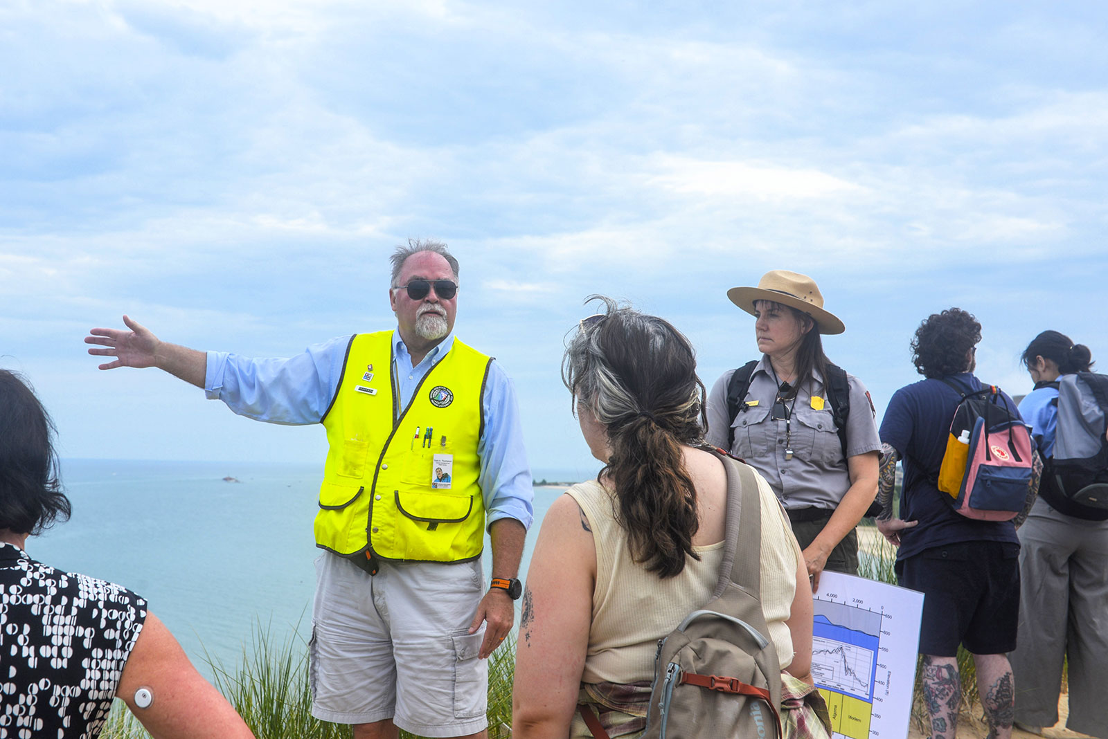 Todd Thompson, State Geologist of Indiana, explains the geology of the region at Indiana Dunes National Park.