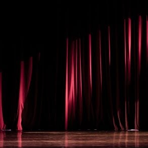 Stage curtains, mixed lighting
