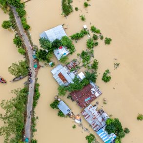 Aerial view of flooding in Bangladesh