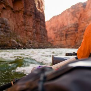 Oarsperson view from raft on Colorado River