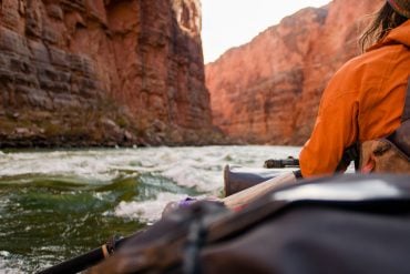 Oarsperson view from raft on Colorado River