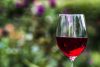 Glass of red wine outside