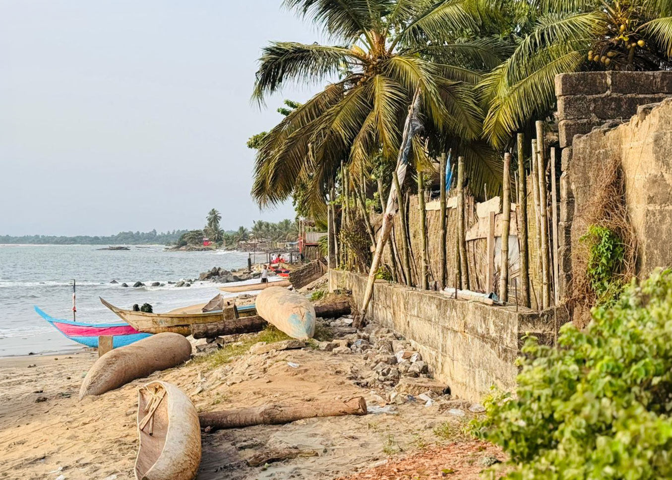 Residents protect their home from the Atlantic Ocean.