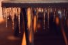Icy railing in golden light