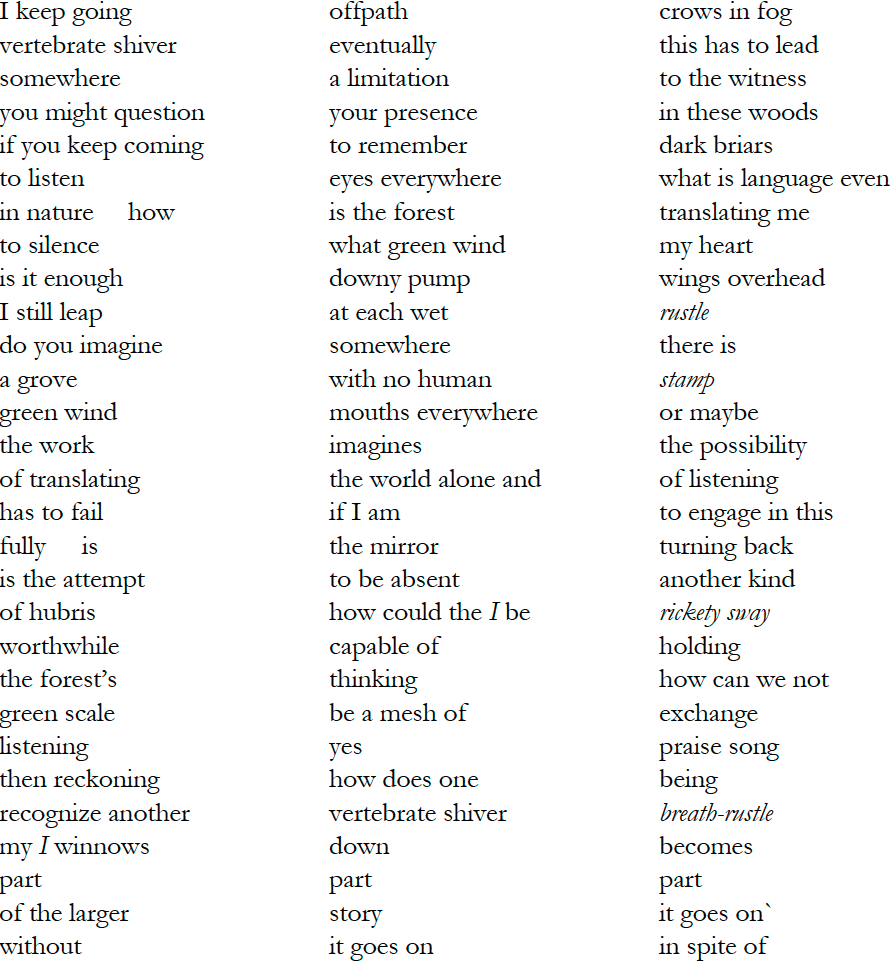 Text of the three-column poem "Formation"