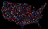 map of the United States composed of stars
