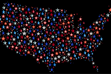map of the United States composed of stars